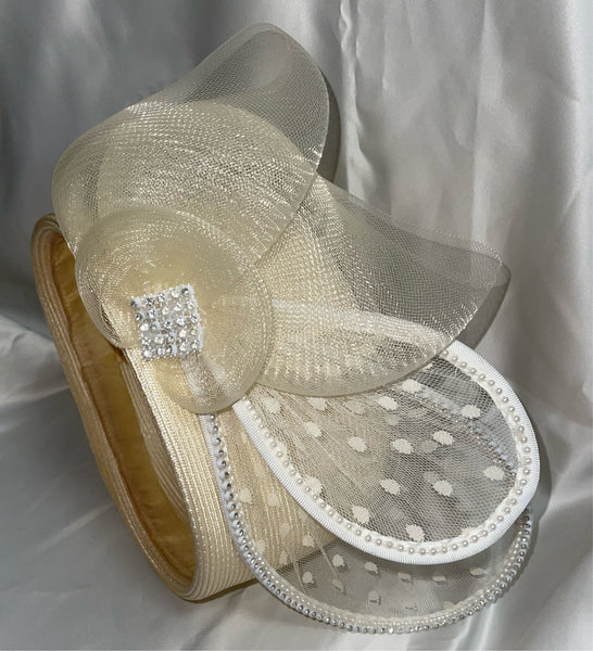 1980's Vintage Straw Pillbox Style Church Derby Hat Designer Look