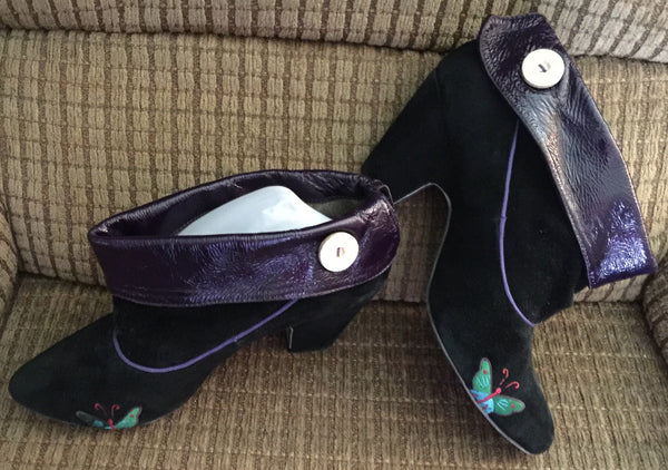 Vintage Shoes Gabriella Rocha Booties Black and Purple Size 10