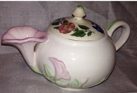 Vintage TELEFLORA Pink Morning Glory Flower Spout Coffee/Teapot