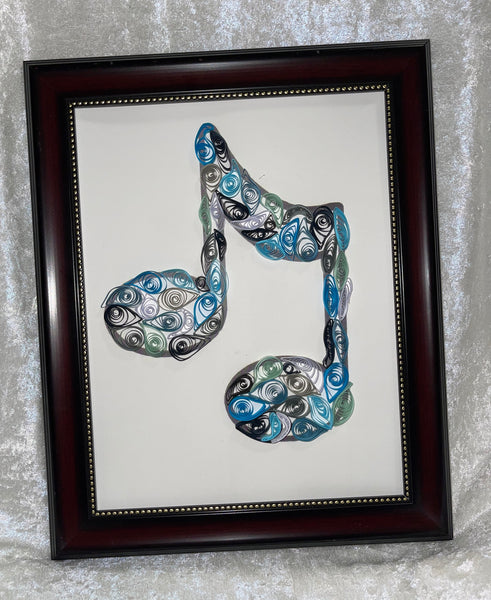 Handcrafted Quilled Paper Art Blues Beam Music Note Wall Decor