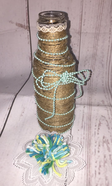 Rustic Jute Twine Wrapped Decorated Bottle