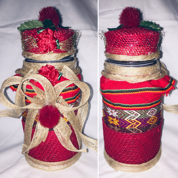 Shabby Chic Wrapped Decorated Bottle Handcrafted