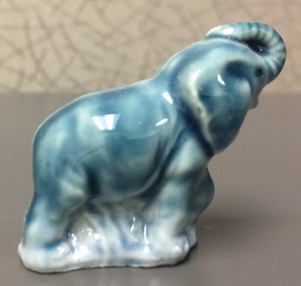 Vintage Collectible Miniature Blue Elephant Ceramic