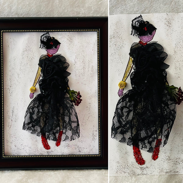 Handcrafted Paper Art Lady in Black