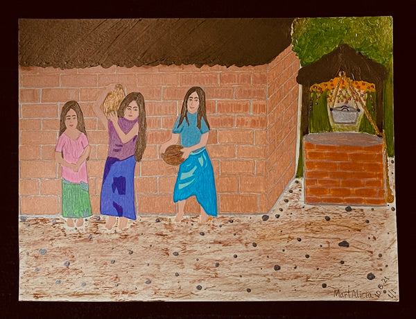 Original Acrylic and Watercolor Painting on Paper Artwork "Las Hermanas" “The Sisters”