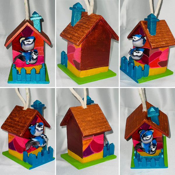 Handcraft Mini Bird House Hand-Painted