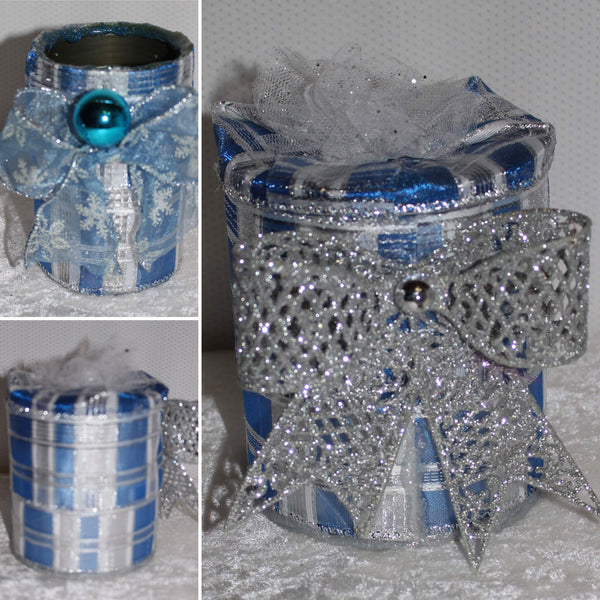 Shabby Chic Wrapped Decorated Tin Cans