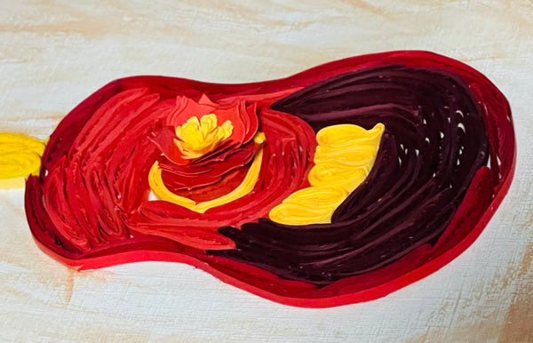 Handcrafted Quilled Paper Art Red Classic Guitar Wall Decor