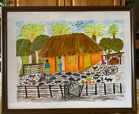 Original Watercolor Painting on Paper Artwork "Techo de Paja" or “Straw Roof”