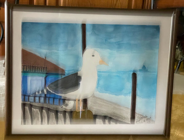 Original Watercolor Painting on Paper Artwork "Gaviota" or “Seagull”