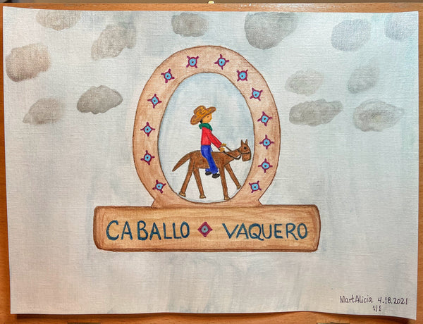 Original Watercolor Painting on Paper Artwork "Caballo ~ Vaquero" or “Horse ~ Cowboy”