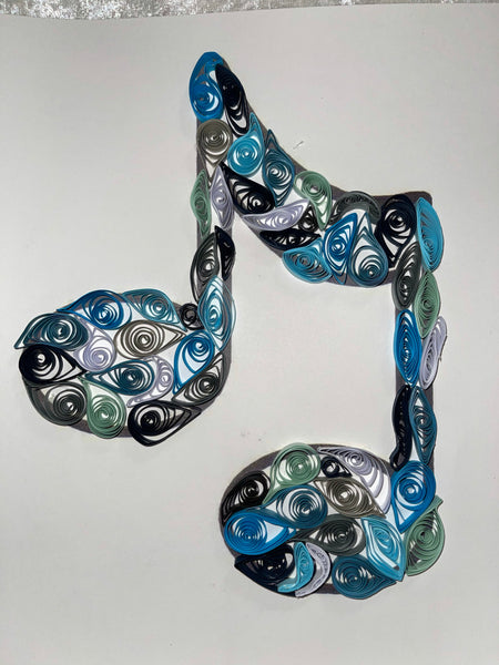 Handcrafted Quilled Paper Art Blues Beam Music Note Wall Decor