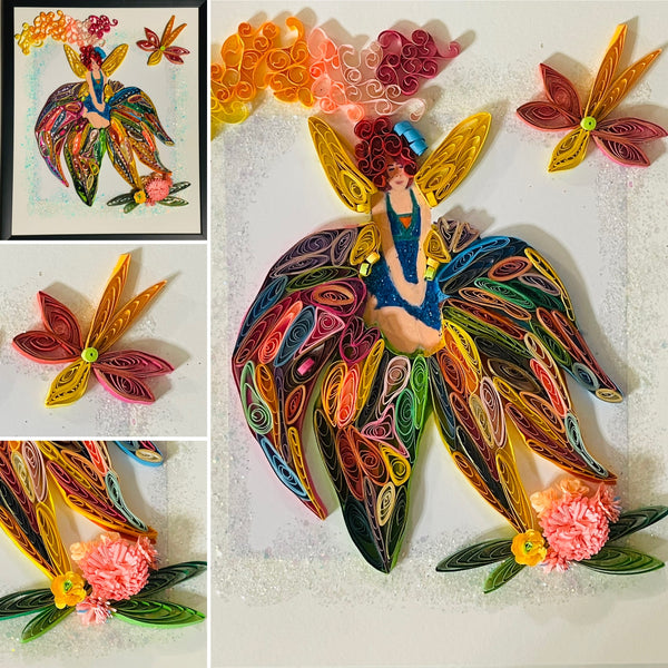 Handcrafted Quilled Paper Art Rainbow Fairy Wall Decor