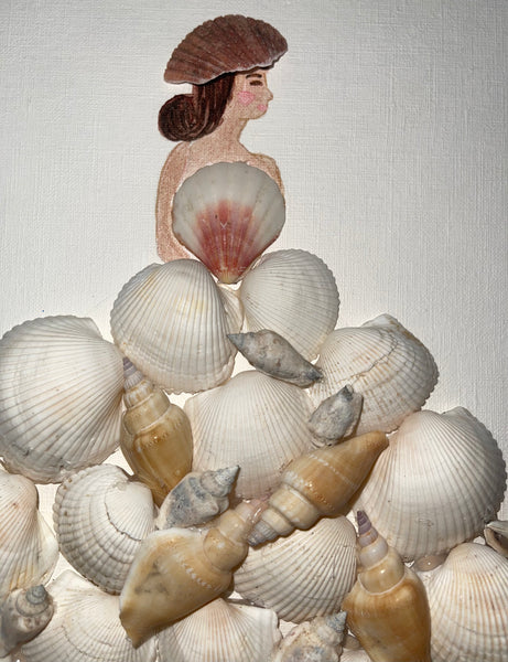 Handcrafted Paper Art Victorian Lady Seashells Dress