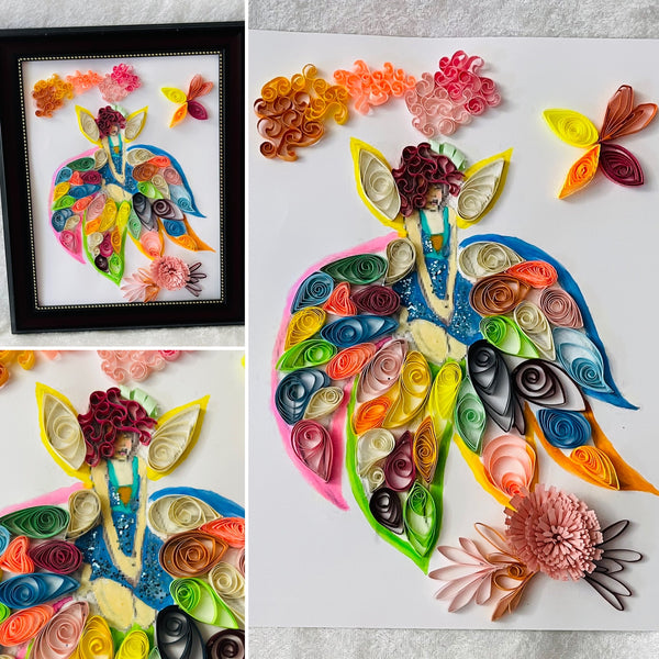 Handcrafted Quilled Paper Art Rainbow Fairy Wall Decor