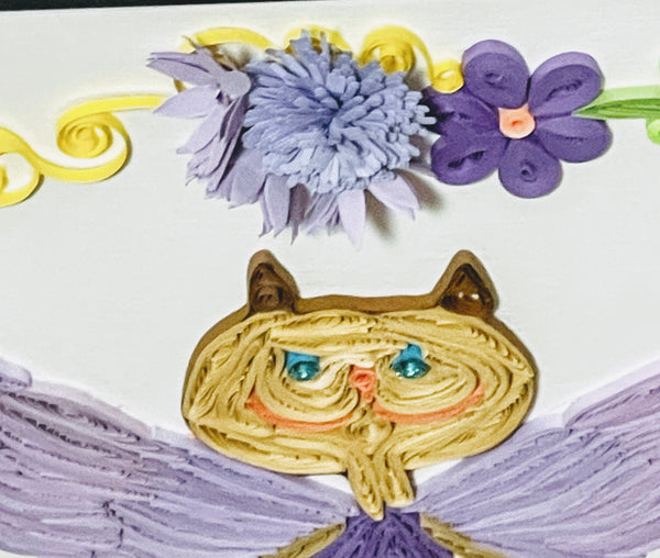 Handcrafted Quilled Paper Art Cat Kitty Angel