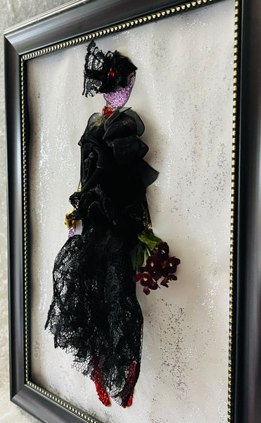 Handcrafted Paper Art Lady in Black