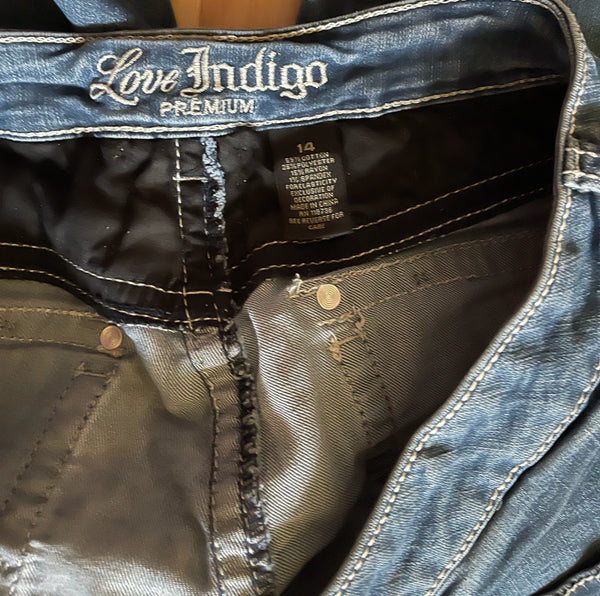 Cropped Blue Jeans Love Indigo Premium Size 14