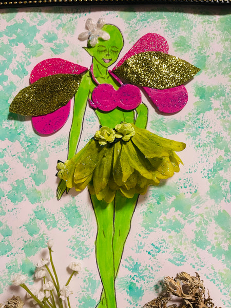 Handcrafted Paper Art Green Fairy