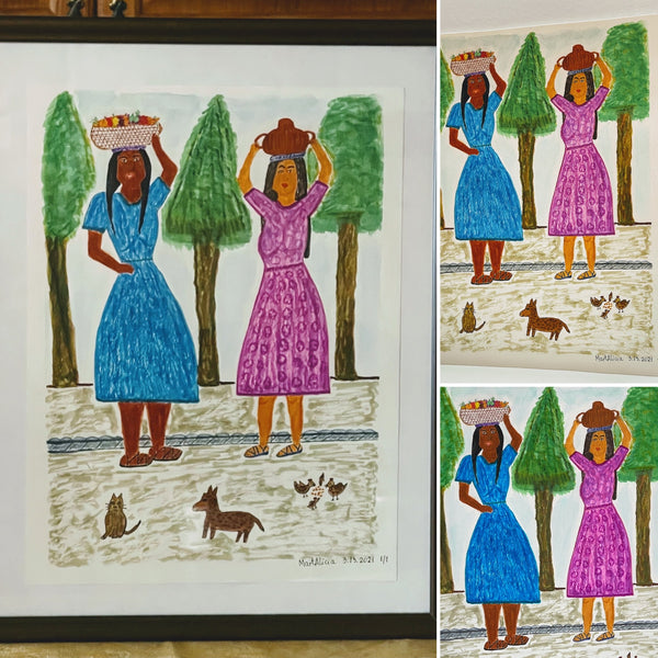 Original Watercolor Painting on Paper Artwork "Amigas" or “Friends”