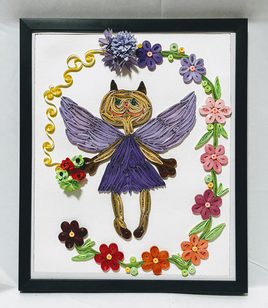 Handcrafted Quilled Paper Art Cat Kitty Angel