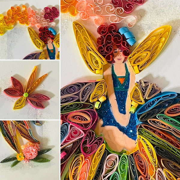 Handcrafted Quilled Paper Art Rainbow Fairy Wall Decor