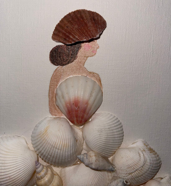 Handcrafted Paper Art Victorian Lady Seashells Dress