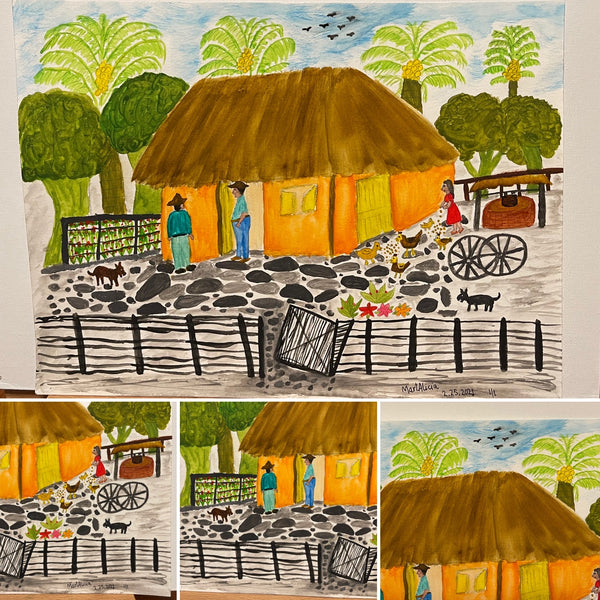 Original Watercolor Painting on Paper Artwork "Techo de Paja" or “Straw Roof”