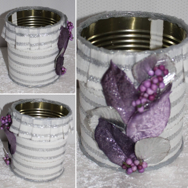 Shabby Chic Wrapped Decorated Tin Cans