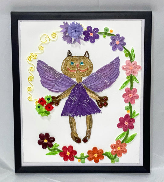 Handcrafted Quilled Paper Art Cat Kitty Angel