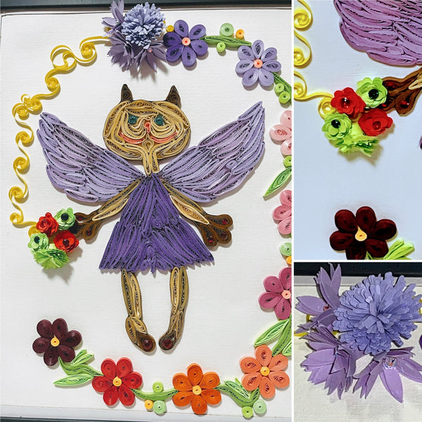 Handcrafted Quilled Paper Art Cat Kitty Angel