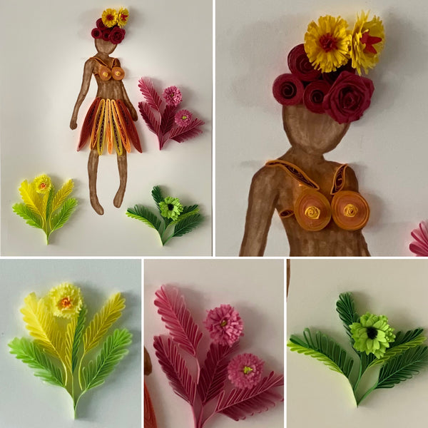 Handcrafted Quilled Paper Art of a Hawaiian Lady