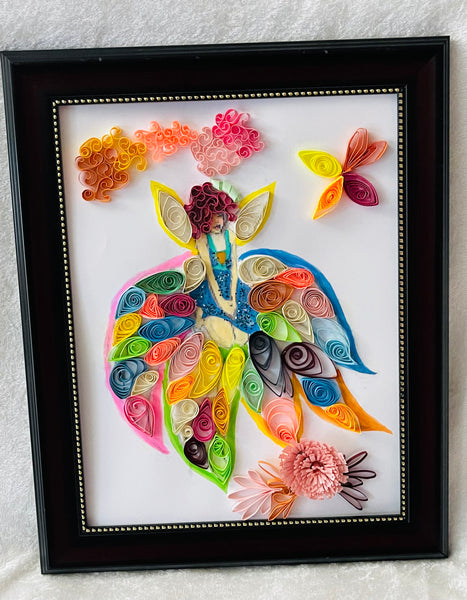 Handcrafted Quilled Paper Art Rainbow Fairy Wall Decor