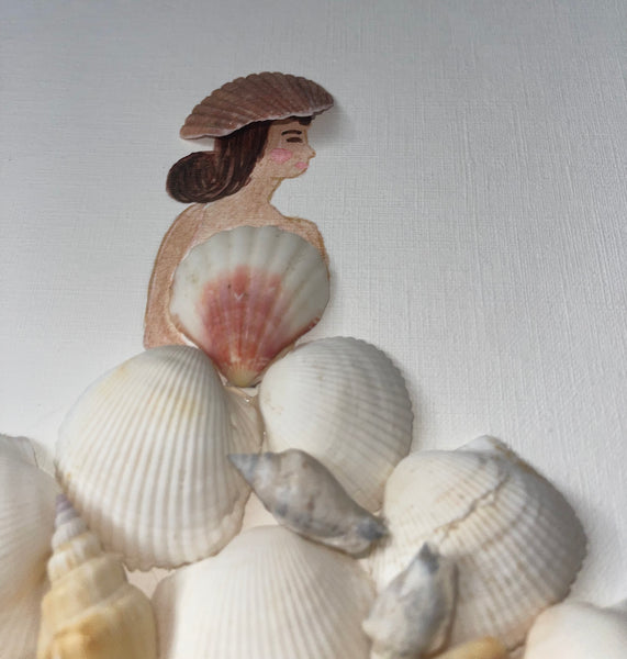 Handcrafted Paper Art Victorian Lady Seashells Dress