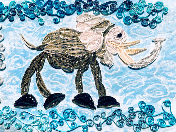 Handcrafted Quilled Paper Art Elephant in the Sky