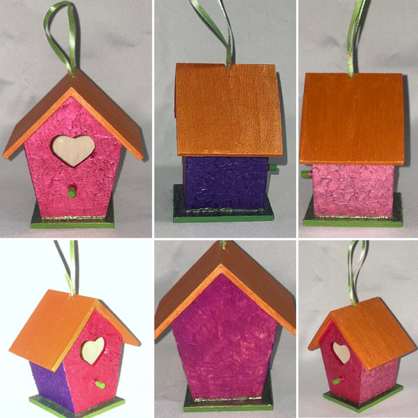 Hand Painted Handcrafted Bird Mini Houses Home Patio Decor