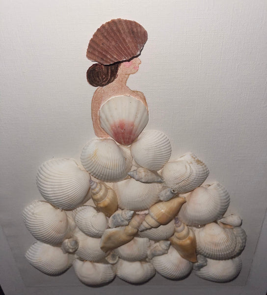 Handcrafted Paper Art Victorian Lady Seashells Dress