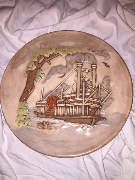 Vintage Handmade Hanging Big Plate Cairo Ship