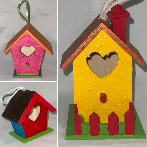 Hand Painted Handcrafted Bird Mini Houses Home Patio Decor