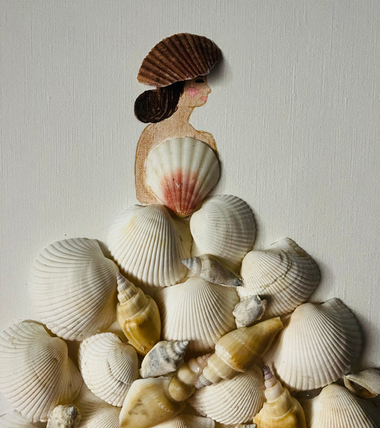 Handcrafted Paper Art Victorian Lady Seashells Dress