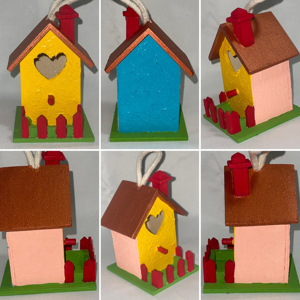 Hand Painted Handcrafted Bird Mini Houses Home Patio Decor