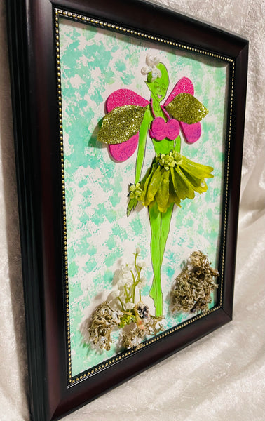 Handcrafted Paper Art Green Fairy