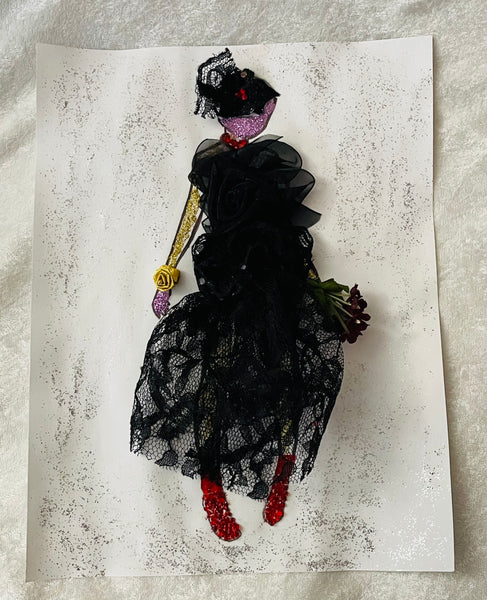 Handcrafted Paper Art Lady in Black