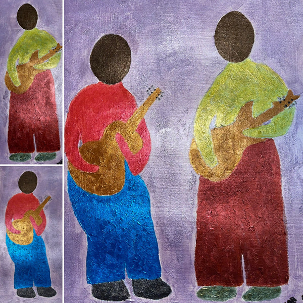 Original Acrylic Painting on Paper Artwork "Guitarristas" or “Guitar Players"