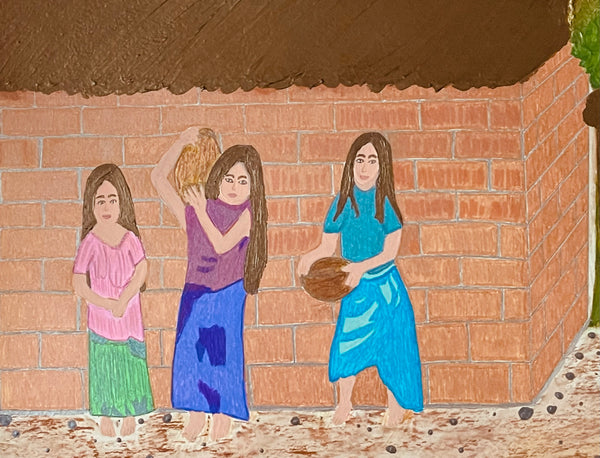 Original Acrylic and Watercolor Painting on Paper Artwork "Las Hermanas" “The Sisters”