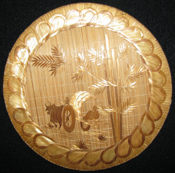 Art Collectible Bamboo Handmade Round Hanging Plate