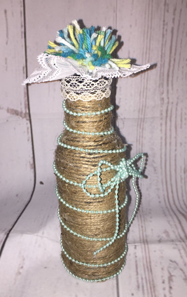 Rustic Jute Twine Wrapped Decorated Bottle