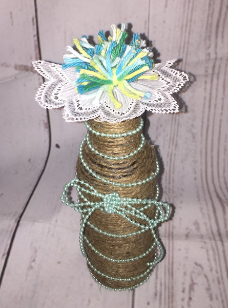 Rustic Jute Twine Wrapped Decorated Bottle