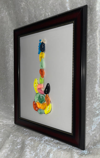 Handcrafted Quilled Paper Art Rainbow Electric Guitar Wall Decor