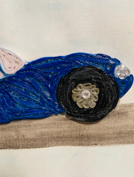 Handcrafted Quilled Paper Art Blue Sport Car